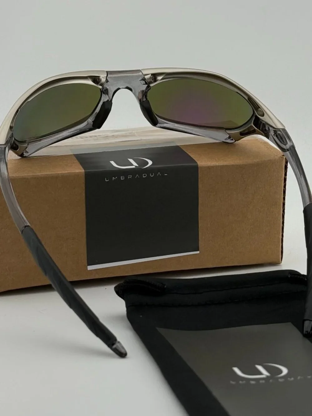 UmbraDual Nova Metal Frame Sunglasses Silver Green Mirror Polarized Lenses